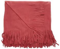 Comptoir du Linge Plaid Polaire Ã Franges Polyester Framboise 200 x 150 cm