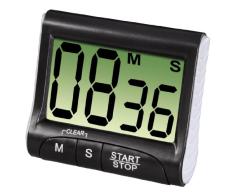 Xavax Minuteur de cuisine Countdown (avec minuterie et fonction chronomÃ¨tre, fixation via un aimant, une pince, un support ou un support, Ã piles, numÃ©rique) Noir/Blanc