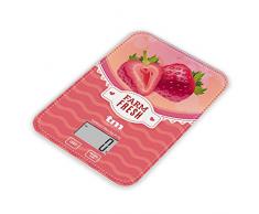 TM Electron TMPBS027 Balance de cuisine numérique ultra fine avec motif fraises vintage Idéal pour pâtisserie et aliments