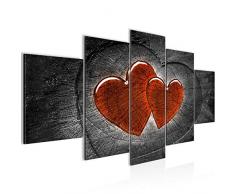 Tableau decoration murale Coeur bois - XXL Impression sur Toile Salon Appartment 5 Parties - prÃªt Ã accrocher - 104153c