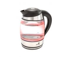 Senya SYBF-K011 bouilloire électrique température réglable Tea Colours avec filtre anticalcaire et sans fil avec corps en verre et éclairage intérieur LED avec couleurs 1,8L 2200W