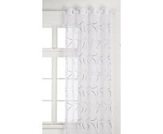 Home Maison 09370-8-AL Voilage Etamine LÃ©gÃ¨re BrodÃ©e avec Oeillets Ronds Gris/Argent 140 x 260 cm