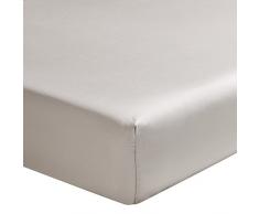 Essix - Drap Housse Triumph Line Satin de coton Galet 90 x 190 cm