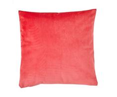 Blanc des Vosges Pacha Housse et coussin Velour de coton Corail 45 x 45 cm