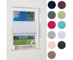 Khome 444192 Palma Store plissÃ© occultant Blanc Montage sans perÃ§age, Blanc, 110 x 130 cm