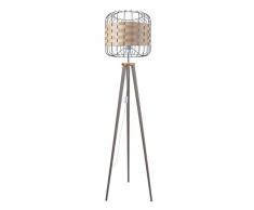 Tosel 51408 Lampadaire 1 Lumière, Bois, E27, 40 W, Blanc, 40 x 160 cm