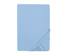 Biberna 77866/221/388 Drap Housse en Jersey Stretch pour un Lit Bleu Acier 120 x 200 cm Ã 130 x 220 cm