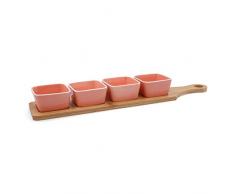 Arc Aruba Set de 4 bols carrÃ©s en porcelaine 7 cm, palette en bois