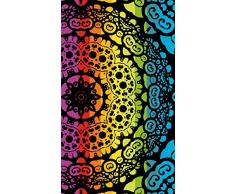 SECANETA Surin Grande Serviette de Plage en Velours Jacquard Noir 170 x 100 cm