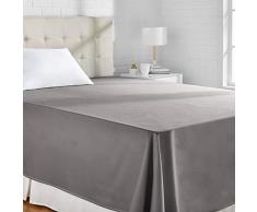 AmazonBasics 400TC Coton Sateen Infroissables Drap plane, 275 x 275 + 10 cm - Gris foncÃ©