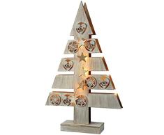 WeRChristmas Arbre de NoÃ«l Ã©toile et cÅur DÃ©coration de Table, en Bois, 47Â cmÂ âÂ Blanc