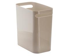 InterDesign Una corbeille Ã papier, poubelle en plastique avec poignÃ©es, conteneur Ã papier pour bureau, cuisine ou salle de bain, taupe