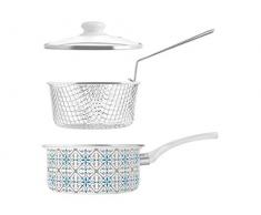 H&H 729157 Ischia Friteuse Ã©maillÃ©e 1 poignÃ©e avec panier 18 cm