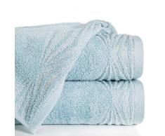 Eurofirany Lot de 6 Serviettes de Toilette en Coton avec Coutures métalliques Bleu 50 x 90 cm