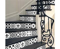 6 Stickers adhÃ©sifs escalier carrelages | Sticker Autocollant contremarche Carreaux de Ciment â Stickers contremarche carrelages - azulejos â 15 x 105 cm - 6 Bandes