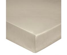 Blanc des Vosges Uni Satin Drap housse Coton Chanvre 90 x 190 cm bonnet de 30 cm