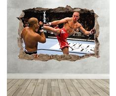 3D Georges St Pierre MMA Smashed Breakout Wall Sticker Mural pour Chambre denfant Motif cambriolage Taille Moyenne 50 cm x 35 cm