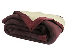 Couverture hiver Premium - 100% pure laine vierge - OUSON - Prune R7/Ecru A1 - 180 x 220