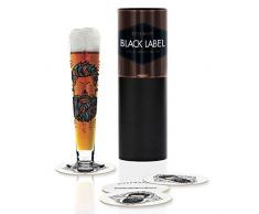 RITZENHOFF Verre à bière Black Label de Santiago Sevillano en Verre Cristal avec 5 couvercles 300 ML