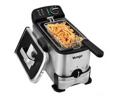 Venga! VG FT 3012 Friteuse avec Fonction de Filtrage de Lhuile, en Acier Inoxydable, Plastique et Ãmail, 2 000 W, Capacité de 3 L, Noir