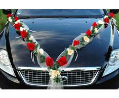 Roses Guirlande Voiture de Mariage Bijoux Rose dÃ©coration dÃ©coration Auto Bijoux Mariage Car Auto Wedding Voitures (Rose OrchidÃ©e Rouge/Ã©cru)