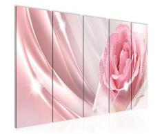 Tableau decoration murale Fleurs Roses 200 x 80 cm - XXL Impression sur Toile Salon Appartment 5 Parties - prÃªt Ã accrocher - 201055a