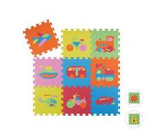 Tapis de jeu puzzle 90x90 cm mousse EVA tapis enfants motifs Transports sans BPA, colorÃ©