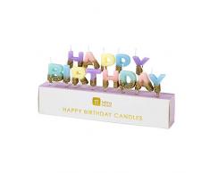 Talking Tables BDAY-CANDLE-HB Bougies de Joyeux Anniversaire, Multicolore