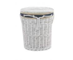 DVier SWWK-39WOval-a Panier à linge en osier Blanc 37 x 26 x 47 cm