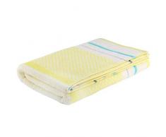 axentia Jaquard Serviette de Douche, Coton, Jaune/Blanc/Turquoise, env. 70 x 0,3 x 140 cm