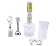 Team Kalorik Mixeur Plongeant CombinÃ© 3-en-1, RÃ©cipient de Mixage, Fouet et Hachoir Inclus, 750 W, Blanc/Vert, TKG CMM 1002 G