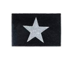 Relaxdays 10019008 Paillasson Tapis daccueil en fibre de coco Ã©toile 40 x 60 cm natte de sol essuie-pieds tapis de plancher porte entrÃ©e antidÃ©rapant caoutchouc PVC intÃ©rieur extÃ©rieur noir