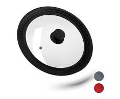 Relaxdays 10027989_46 Couvercle, Verre Rebord dégradé en Silicone, casseroles et poêles 26-30 cm, HxD5x31,5cm,Noir