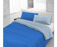 Italian Bed Linen CP-NC-royal/azzurro-2P Natural Color housse de couette double-face couleur unie avec taies doreiller, Royal/Bleu Clair