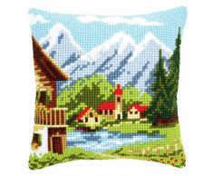 Kit coussin au point de croix Village de montagne