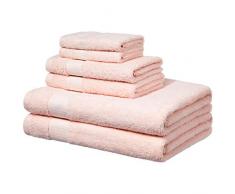 AmazonBasics Everyday Serviettes de toilette - 2 serviettes de bain, 2 essuie-mains et 2 gants de toilette, RosÃ©