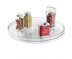 iDesign plateau tournant, extra-grand plateau pivotant en plastique pour Ã©pices et ingrÃ©dients de cuisine, socle tournant pour le placard, transparent