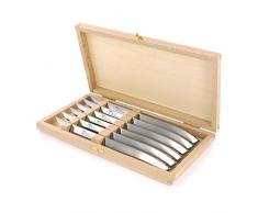 ANDRE VERDIER LE THIERS FORGÃ Coffret 6 couteaux table rÃ©gionaux-Manche satinÃ©-Lame lisse-FabriquÃ© en France