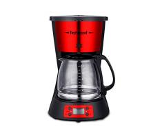 Techwood CafetiÃ¨re Programmable 1,5L (12 Tasses) TCA-1295, 1000W Carafe en Verre GraduÃ©, SystÃ¨me Anti-Gouttes, Maintien au Chaud, Ecran LDC, ArrÃªt Auto, Porte-Filtre Amovible, Noir/Rouge INOX