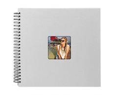 Goldbuch Album Photo à Spirales avec découpe de limage, Pages Noires, Couverture de qualité supérieure en Papier texturé Effet Lin, Papier, Gris, 32x36 cm