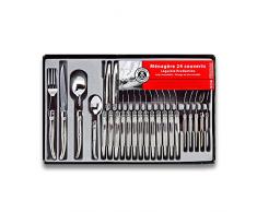 Laguiole Production - MÃ©nagÃ¨re 24 piÃ¨ces - Set de couverts de table acier inoxydable pour 6 personnes - PrÃ©sentation coffret cadeau - Couleur Argent