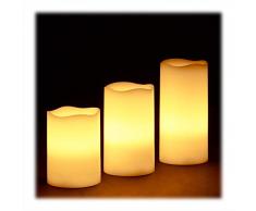 Relaxdays Bougie LED cire véritable lot de 3 sans flamme bougie de Noël à piles HxlxP: 13 x 8 x 8 cm, crème