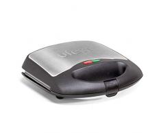 UFESA 71404440 SW7860 Grill Toaster, Machine à Sandwich et croque-Monsieur, 750W,Fermeture de sécurité, plaques Anti-adhérentes, sans BPA, INOX, Noir/Argenté