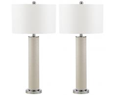 Safavieh EUL4404L-SET2 Ensemble de 2 Lampe à Poser Deidra, Abat-Jour: 100% Coton/Base: Métal, E27, Crème, 27, 13 W