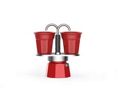Bialetti Mini Express Color Set CafetiÃ¨re 2 tasses + 2 verres Aluminium rouge