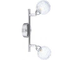 Spot chrome, clair, lacis de boules aluminium, D:8cm, LxLxH:250x85x170, incl. 2xG9 33W 230V