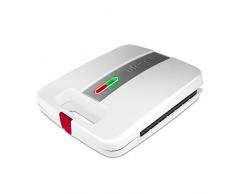 UFESA 71404441 SW7400 Grill Toaster, Machine à Sandwich, Plaque Anti adherente, Fermeture de sécurité Blanc/Argent/Rouge
