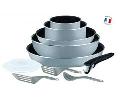 Tefal L2149902 Set de poêles et casseroles - Ingenio 5 Essential Gris Scottish 11 Pièces - Tous feux sauf induction