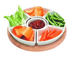 Apollo Plateau tournant en Bois dhÃ©vÃ©a avec Plats en cÃ©ramique