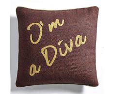 Coussin en Tweed Rouge Paprika I am a Diva â Lounge Fabrics